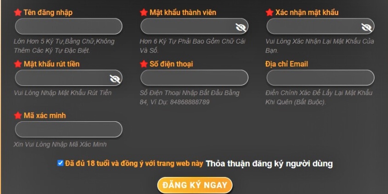 Thao tác thực hiện đăng ký tại banca30